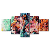 Painting by Numbers Art Animal Two Lion Profiles with Color Differences 5-Panel